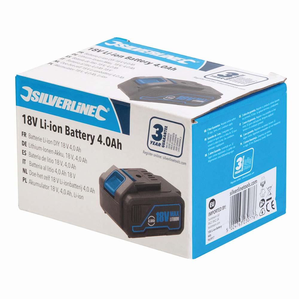 Silverline 963917 18V Li-ion Battery 4.0Ah 4